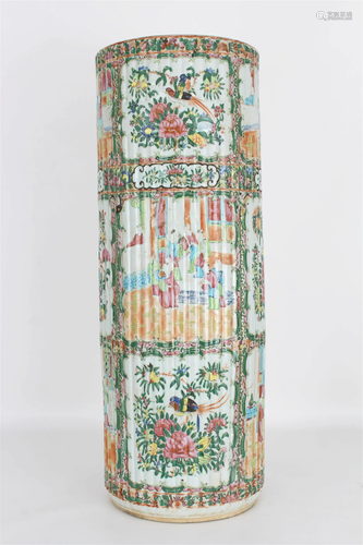 19th C. Famille Rose Porcelain Umbrella Stand