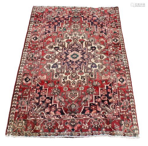 Heriz Hand-Knotted Vintage Persian Wool Rug