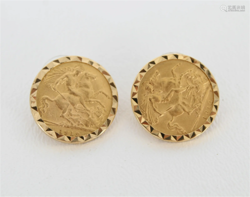 1912 King George V Sovereign 22K Coin Earrings