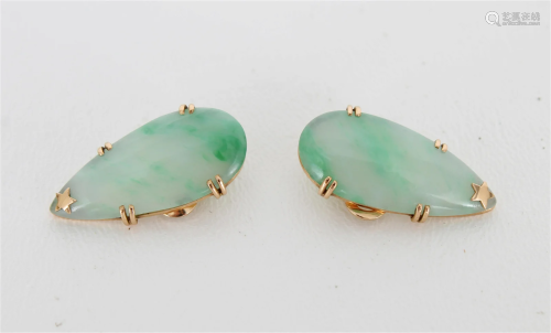 Pair of Tear Drop Style Jade Earrings