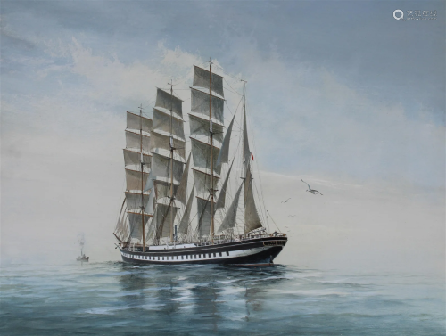 Charles J Lundgren (1911-1988) "USSR Sedov" Oil