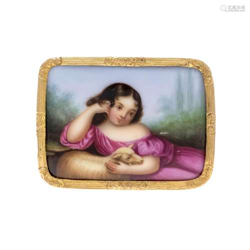 Porcelain painting brooch arou