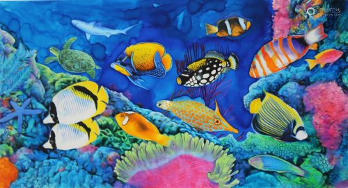 Chris Calle (B. 1961) "Pacific Islands Reef Life"