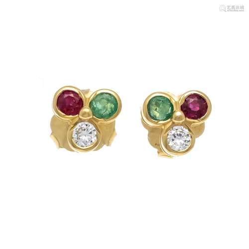 Ruby emerald diamond ear studs