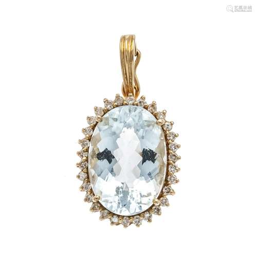 Aquamarine diamond clip pendan