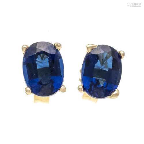 Synth. sapphire ear stud GG 58