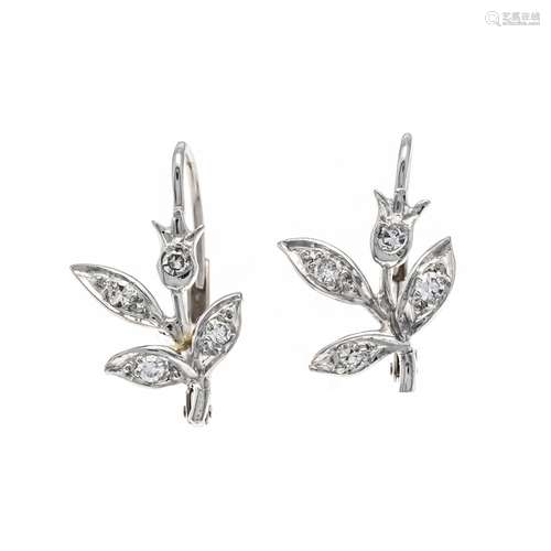 Diamond flower earrings silver