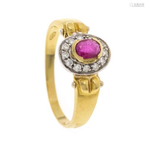 Ruby-brilliant ring GG/WG 750/