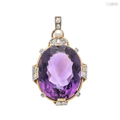 Amethyst-diamond pendant c. 19