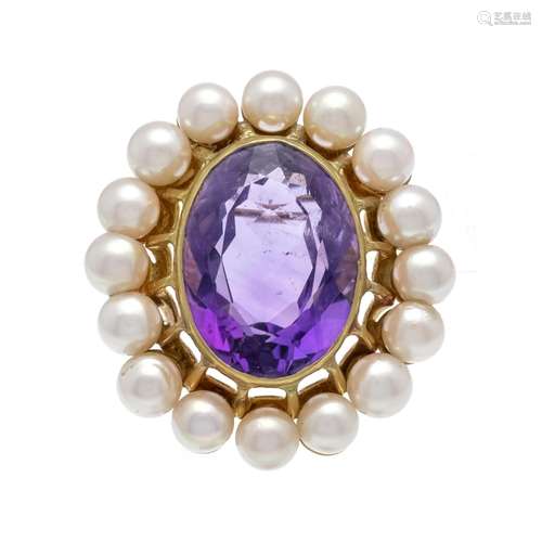 Akoya beads amethyst brooch GG