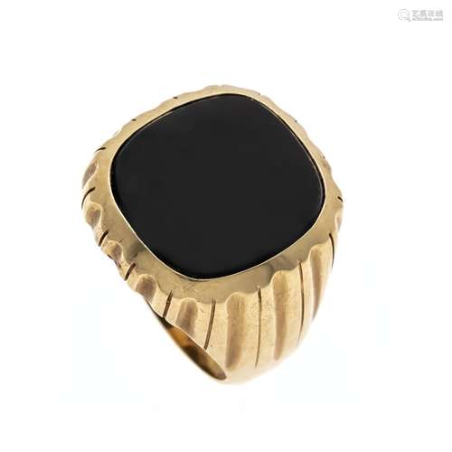 Onyx men's ring GG 585/000 wit