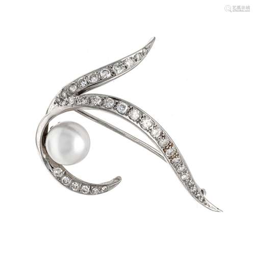 Akoya diamond brooch WG 750/00