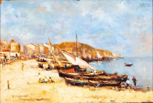 Giovanni CAMPRIANI (1878-?)Bord de mer en ItalieHuile sur to...