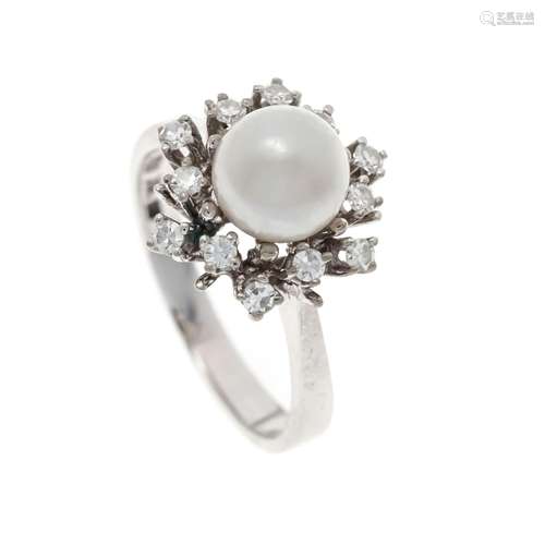 Pearl-diamond ring WG 750/000