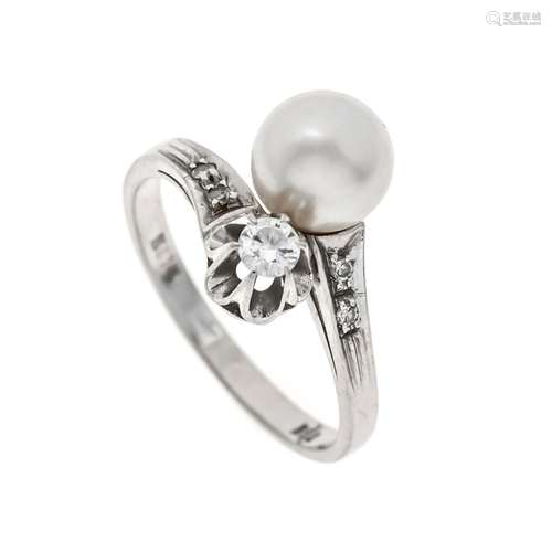 Akoya pearl diamond ring WG 75