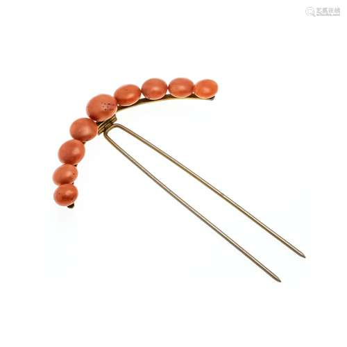 Biedermeier coral hairpin doub