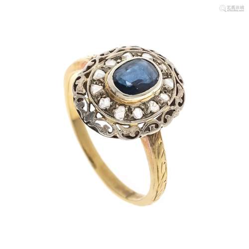 Sapphire old cut diamond ring