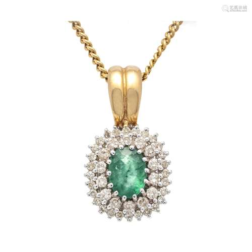 Emerald diamond clip pendant G