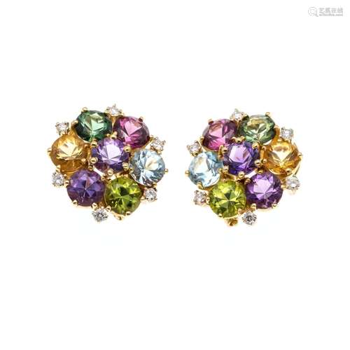 Multicolor diamond clip earrin