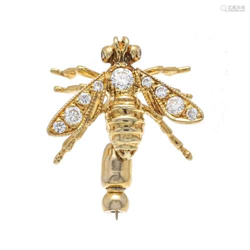 Bee pin GG 750/000 with 9 bril