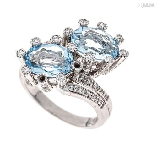 Blue topaz diamond ring WG 750