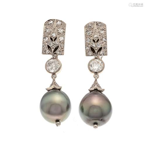 Tahitian pearl diamond earring