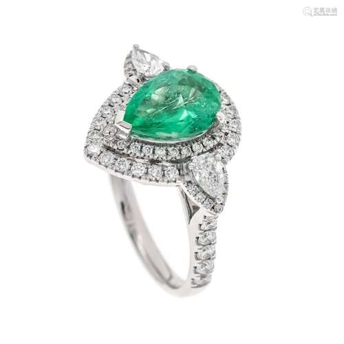 Emerald-diamond-ring WG 750/00