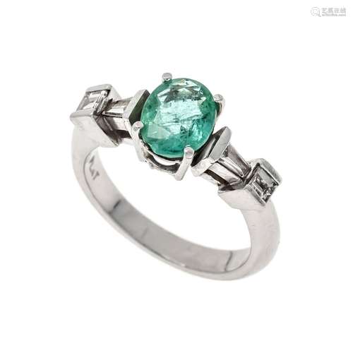 Emerald diamond ring platinum