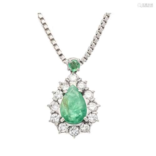 Emerald diamond pendant WG 750