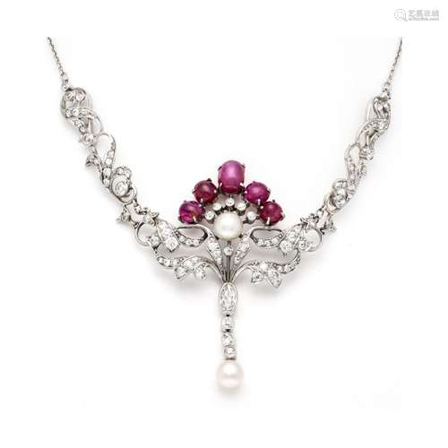 Ruby-diamond necklace WG 585/0