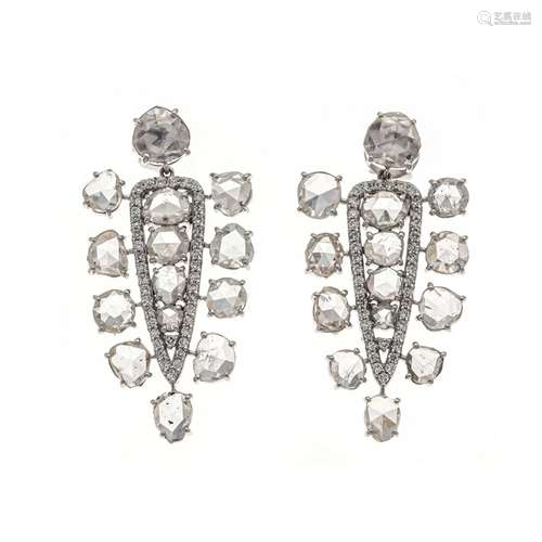 Diamond rose ear studs WG 750/