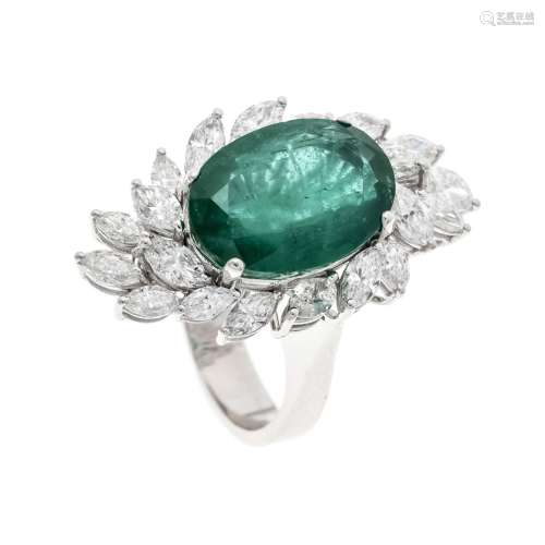 Emerald diamond ring WG 750/00