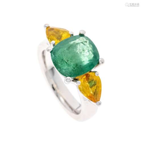 Emerald-sapphire ring WG 750/0