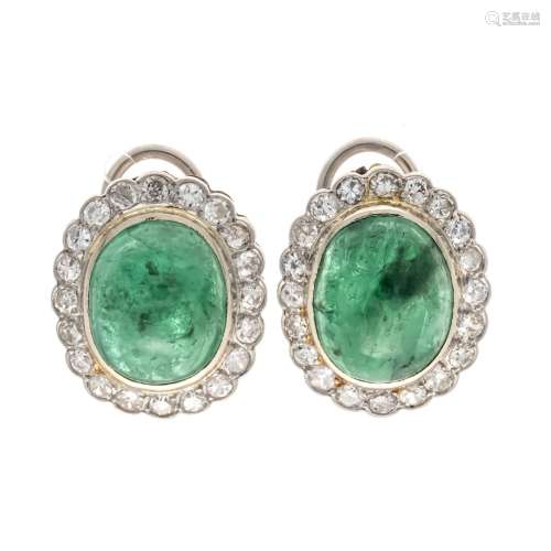 Emerald diamond earclips plati