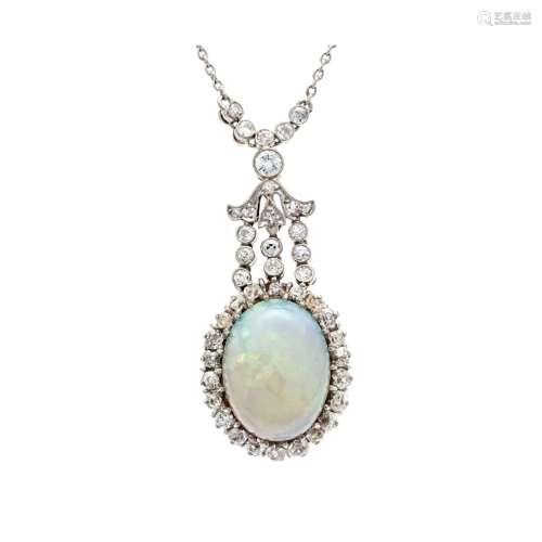Opal-diamond necklace WG 750/0