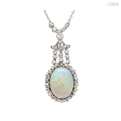 Opal-diamond necklace WG 750/0