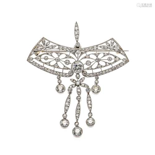 Old-cut diamond pendant brooch