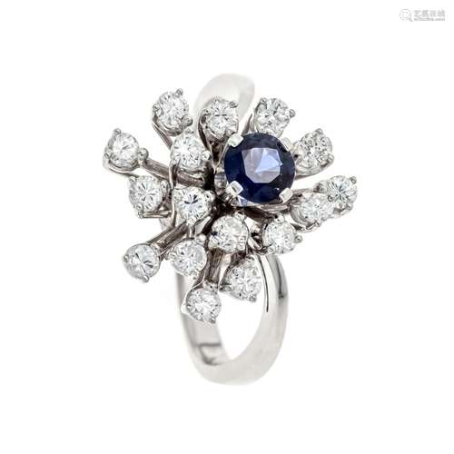 Sapphire diamond ring WG 750/0