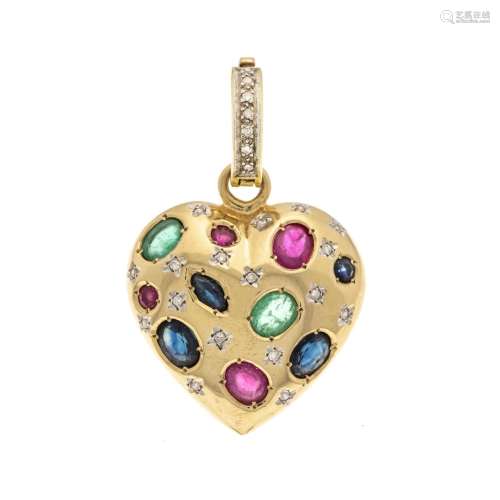 Multicolor heart clip pendant