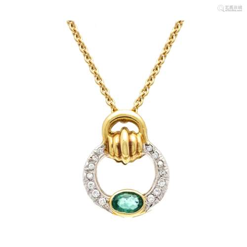 Emerald-diamond pendant GG/WG