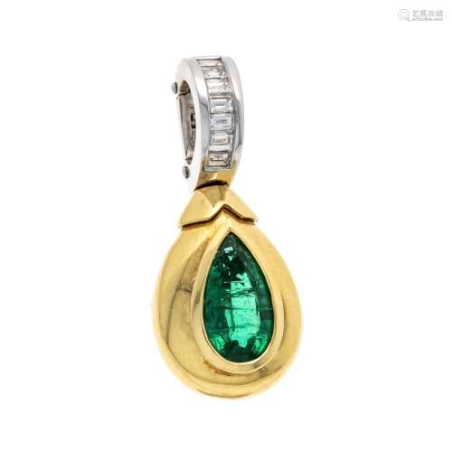 Emerald diamond clip pendant G