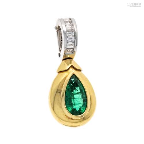 Emerald diamond clip pendant G