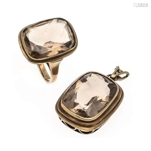 2-piece smoky quartz set c. 19