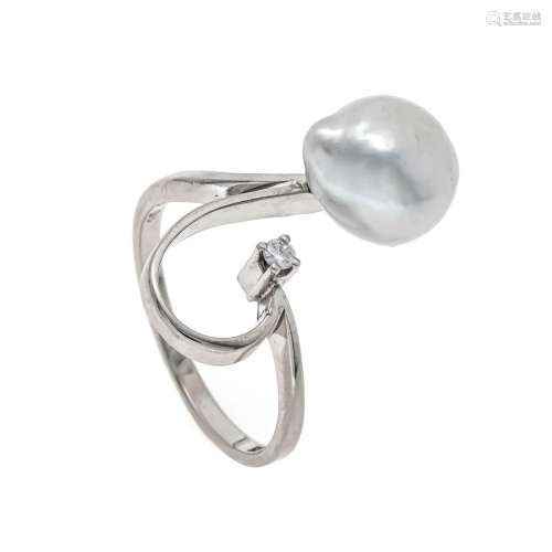 Freshwater pearl diamond ring