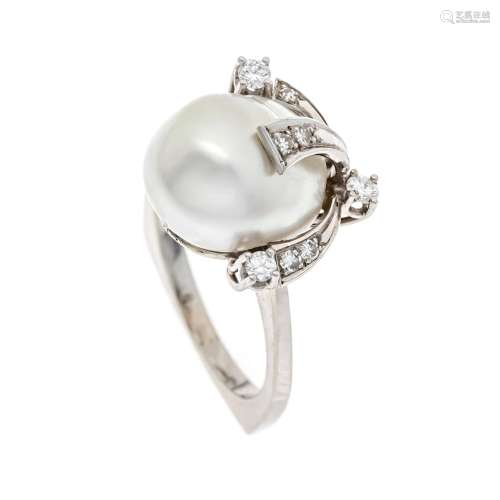 Freshwater pearl diamond ring