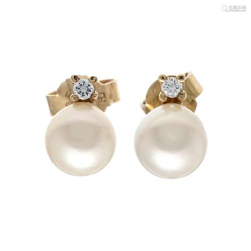 Akoya pearl and diamond earrin