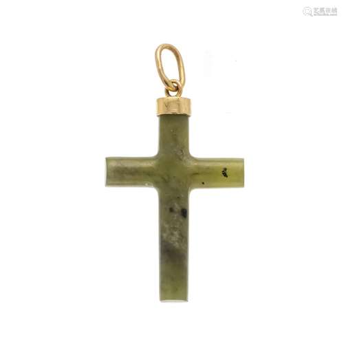 Jade cross pendant gold 750/00