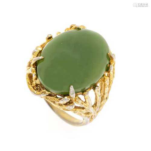 Jade ring gold plated, with on