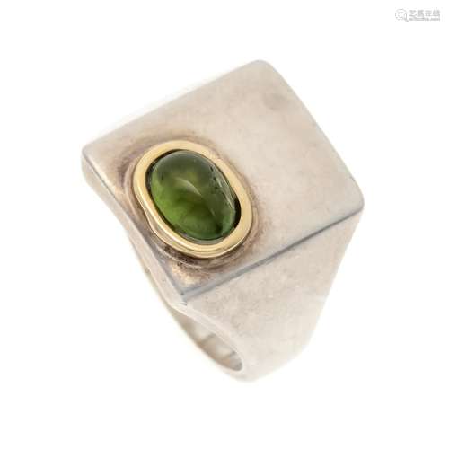 Men's ring with green stone si