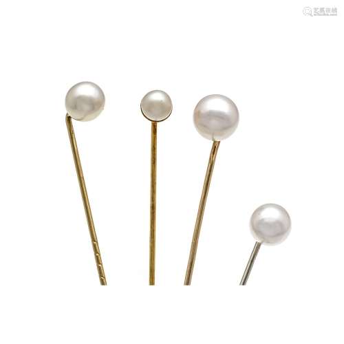 4 pearl needles gold set with